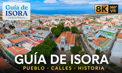 Carátula del vídeo 8K 360° VR de Guía de Isora: vista aérea del pueblo, sus calles y su historia