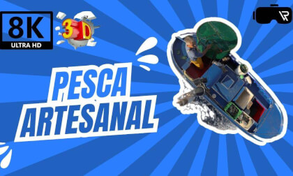 Carátula del vídeo Pesca artesanal en 8K y 3D: una barca de pesca vista desde arriba
